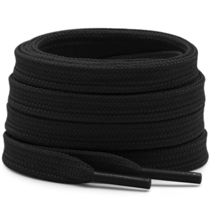 DELELE Solid Flat Shoe Laces: Hollow Thick Black Shoelaces for Sneakers 2 Pair 55 inch - Image 1